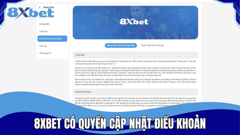 8XBET có quyền sửa đổi, cập nhật điều khoản