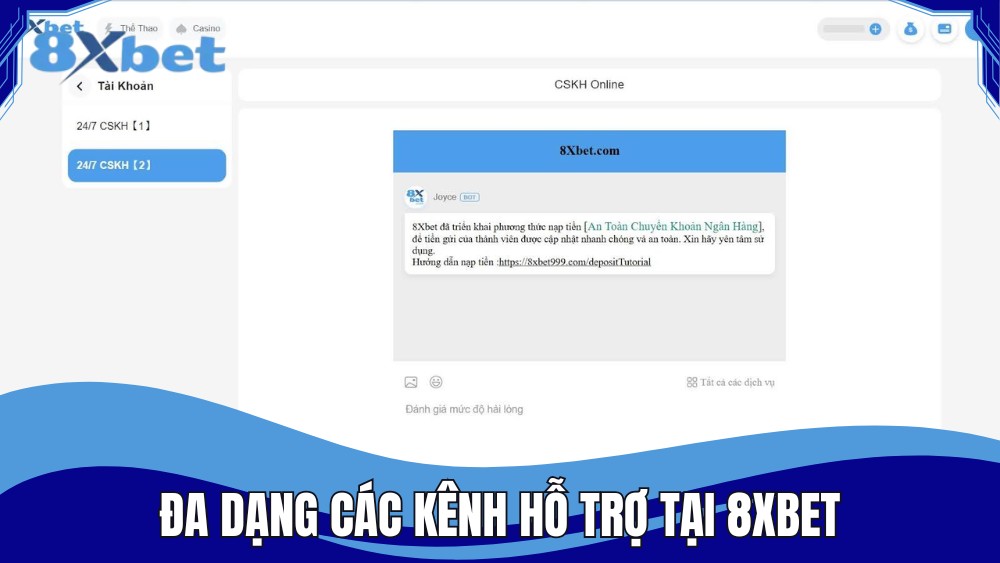 Đa dạng các kênh hỗ trợ tại nhà cái uy tín 8XBET