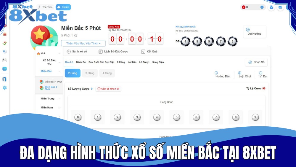 Đa dạng hình thức chơi xổ số miền Bắc tại 8XBET