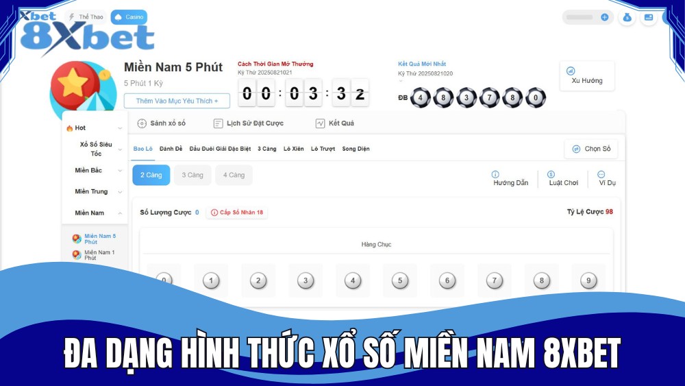 Đa dạng hình thức chơi xổ số miền Nam tại 8XBET