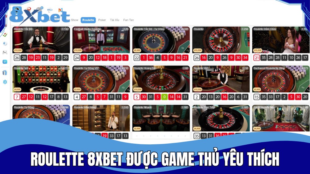 Game bài Roulette 8XBET được game thủ yêu thích