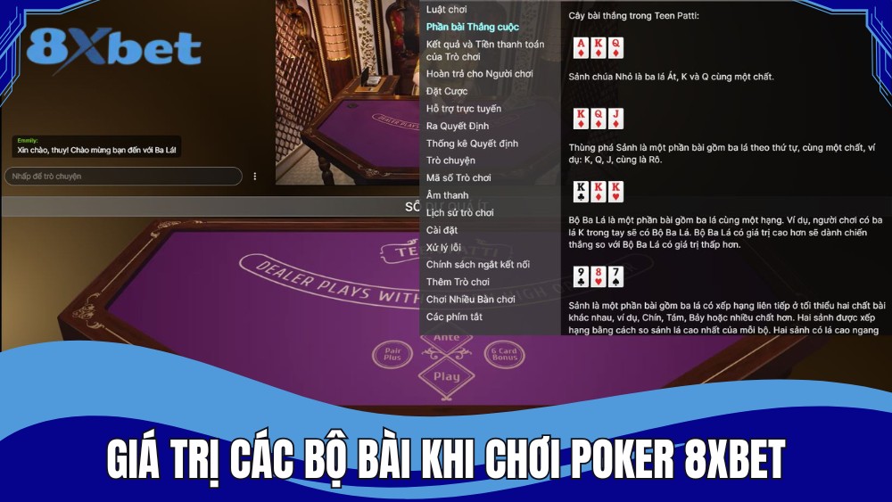Hiểu rõ giá trị các bộ bài khi chơi Poker tại 8XBET