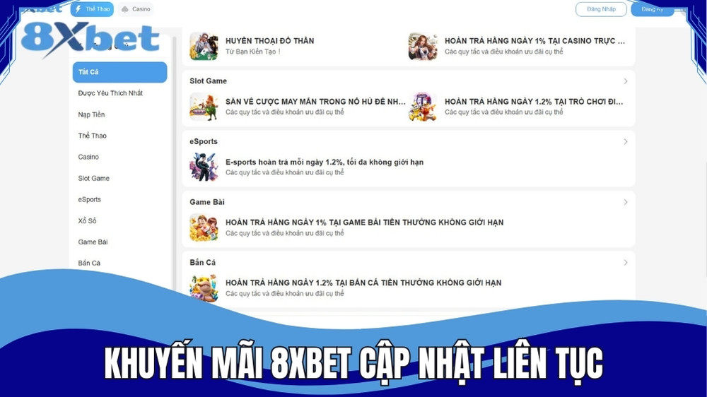 Khuyến mãi 8XBET cập nhật liên tục mỗi ngày
