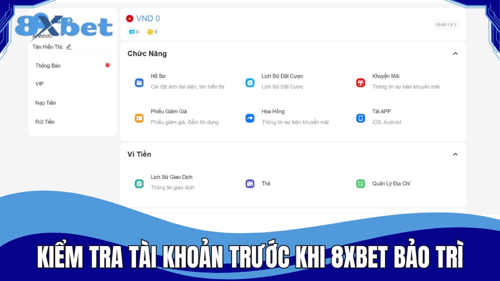 Kiểm tra thông tin tài khoản trước khi hệ thống bảo trì