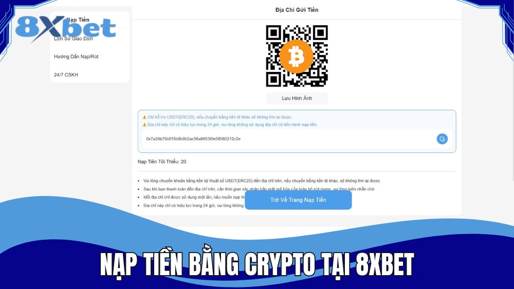 Nạp tiền bằng tiền kỹ thuật số nhanh chóng tại 8XBET