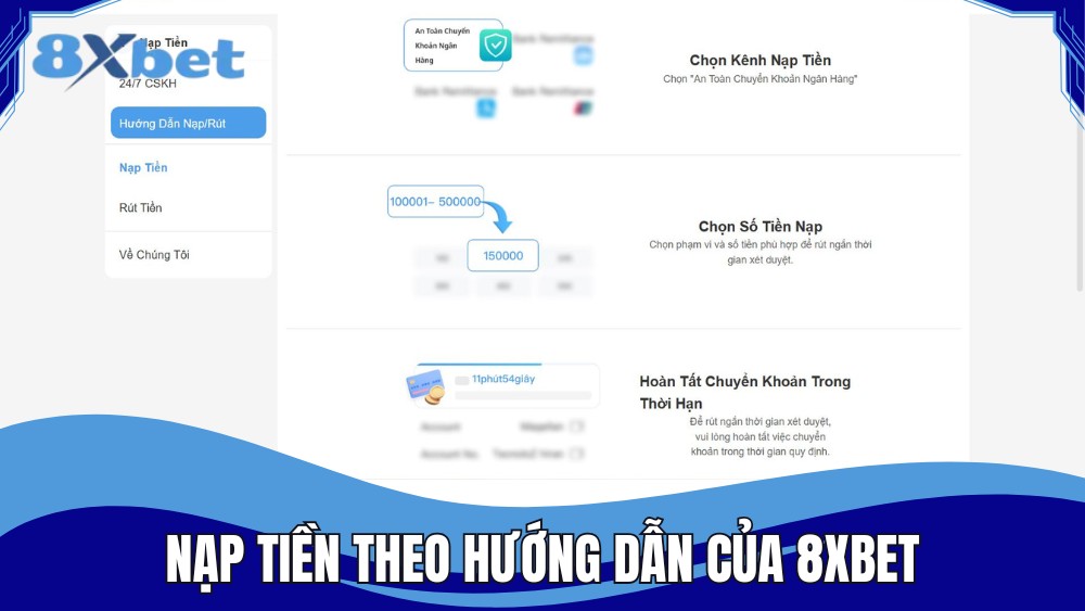 Nạp tiền nhanh chóng theo hướng dẫn của nhà cái 8XBET