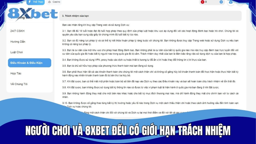 Tuân thủ điều kiện áp dụng cho giao dịch nạp rút 8XBET