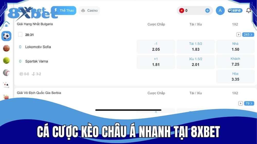 Tham gia cá cược kèo châu Á nhanh tại 8XBET