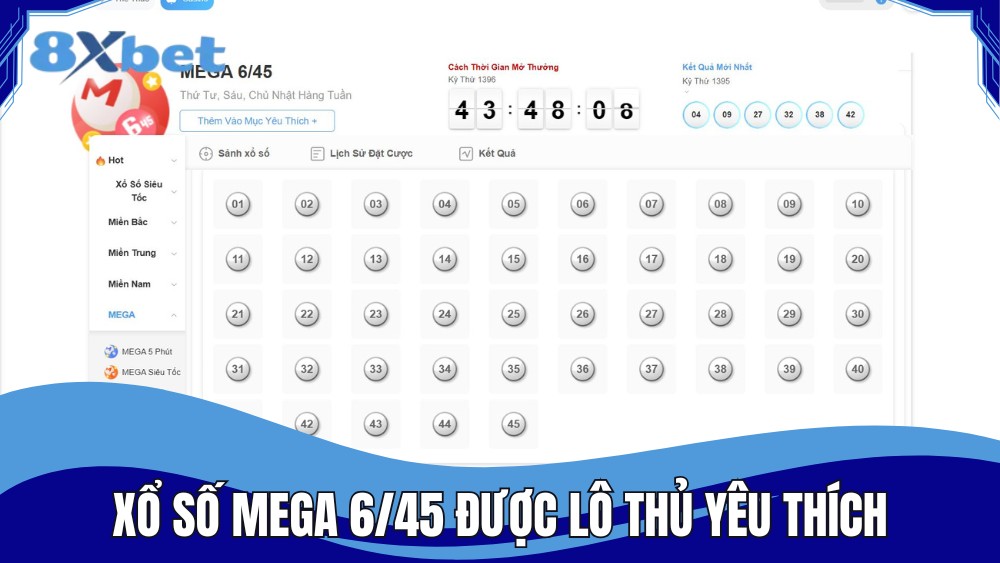 Xổ số Mega 6/45 8XBET được nhiều lô thủ yêu thích
