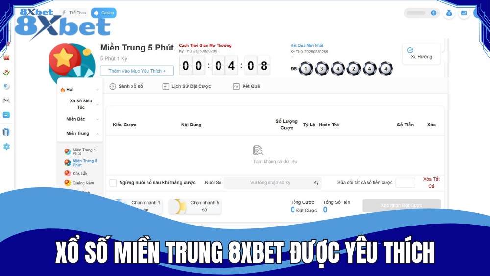Xổ số miền Trung 8XBET được người chơi yêu thích